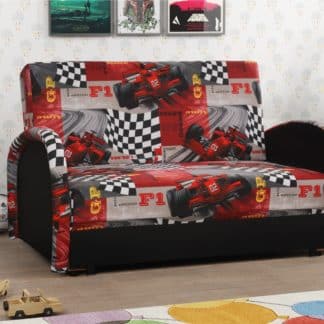 Pohovka KAJA II - 1, látka potisk formule/černá látka