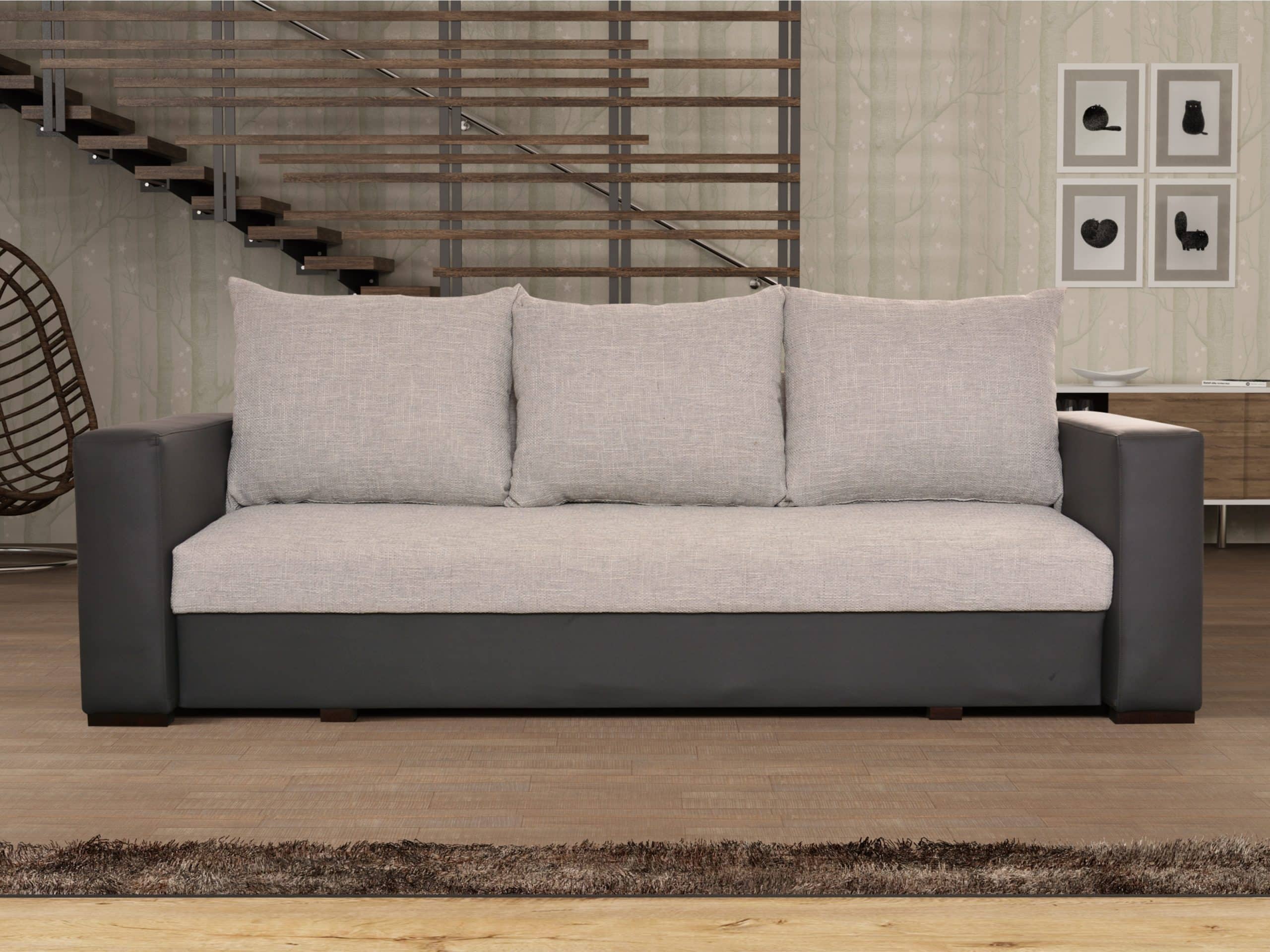 Pohovka WIKTORIA 2, šedá látka/tmavě šedá ekokůže