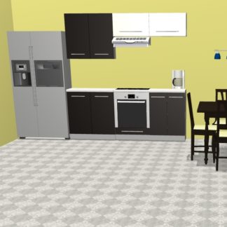 Kuchyně PLATINUM 200 cm, korpus grey, dvířka black + vanilla