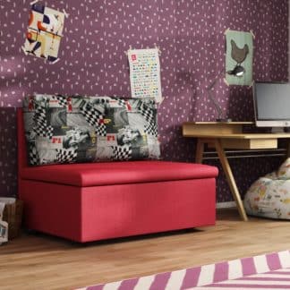 Křeslo KAMIL 2, červená látka/látka potisk formule šedá