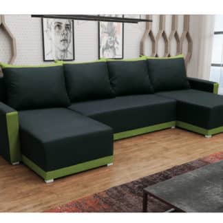 Rohová sedačka BRAGA U, černá látka/zelená látka