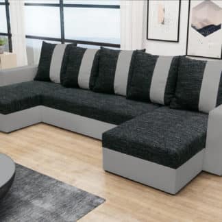 Rohová sedačka PRAGA U, černá látka/šedá ekokůže