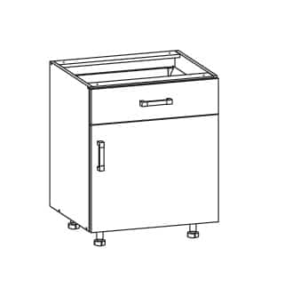 SOLE dolní skříňka D1S 60 SAMBOX pravá, korpus bílá alpská, dvířka bílý lesk