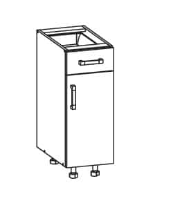 SOLE dolní skříňka D1S 30 SMARTBOX pravá, korpus šedá grenola, dvířka bílý lesk