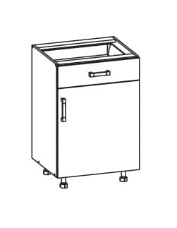 SOLE dolní skříňka D1S 50 SMARTBOX pravá, korpus šedá grenola, dvířka bílý lesk