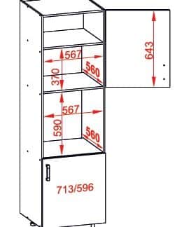 SOLE vysoká skříň DPS60/207 pravá, korpus wenge, dvířka bílý lesk