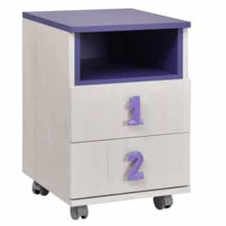 NUMERO komoda 2F NIKA, dub bílý / fialová