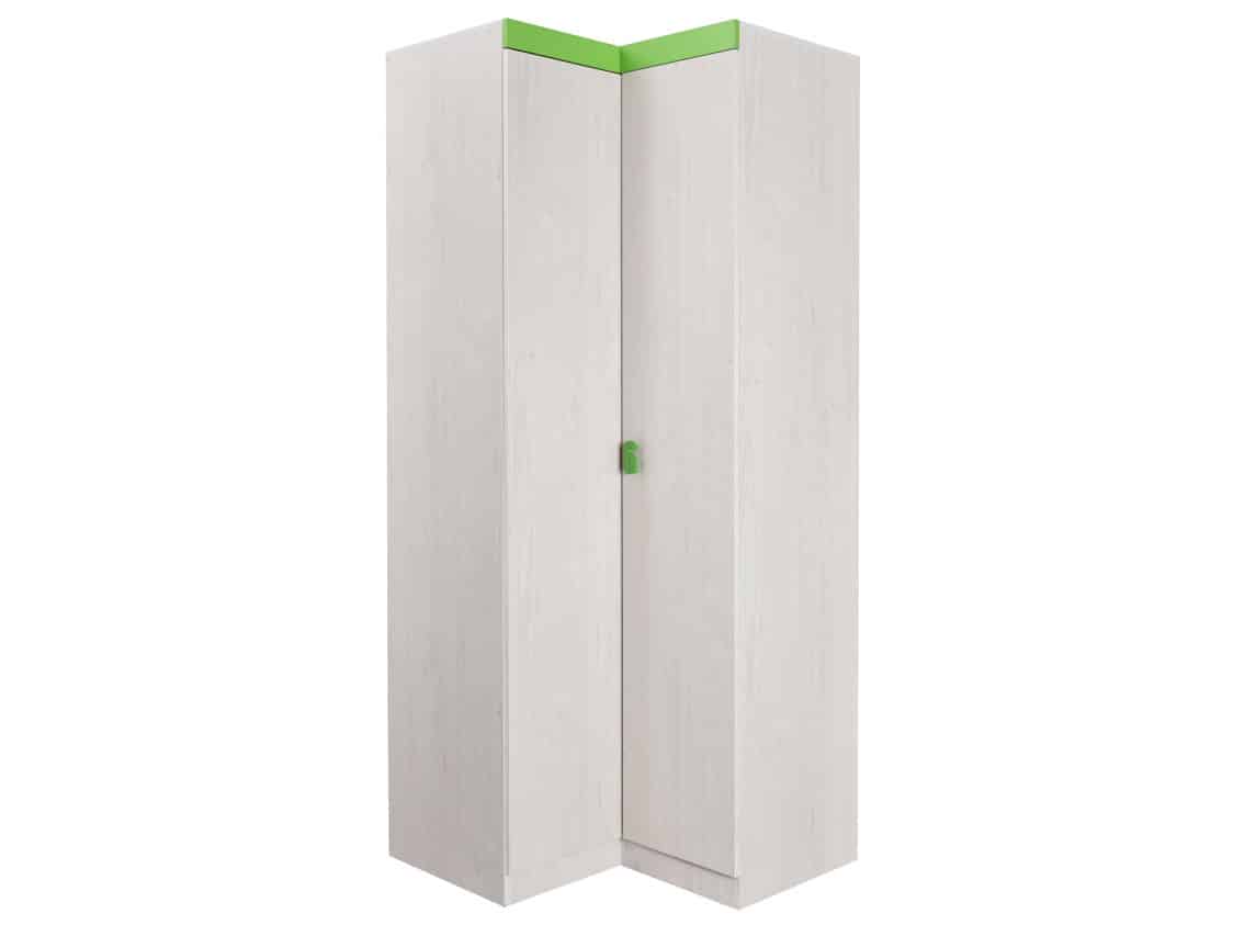 NUMERO SKŘÍŇ ROHOVÁ, dub bílý / zelená
