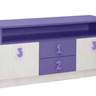 NUMERO TV KOMODA, dub bílý / fialová