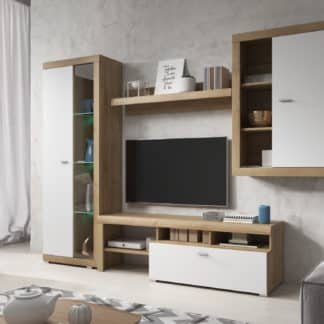 Obývací stěna STELLA, dub riviera/bílý mat