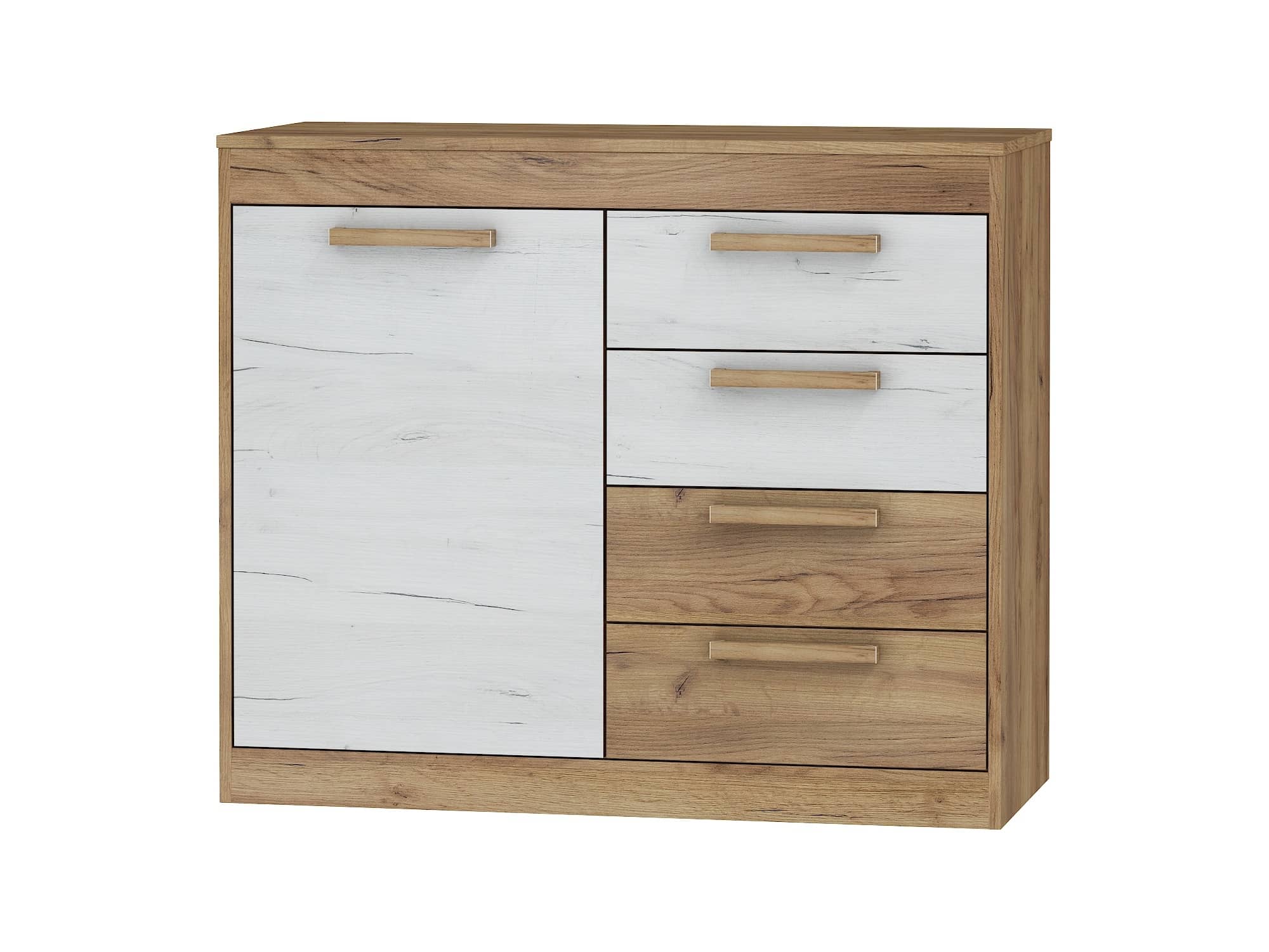 Komoda 1D4S MAXIMUS 07, craft zlatý/craft bílý