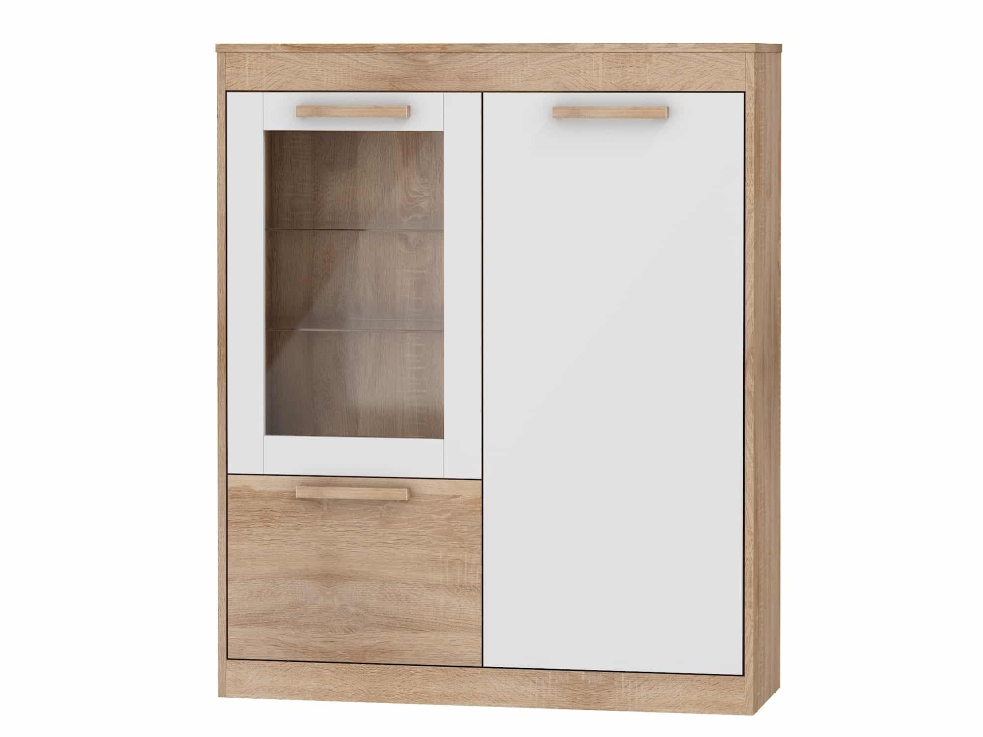 Vitrína N2DW MAXIMUS 27, dub sonoma/bílý lesk