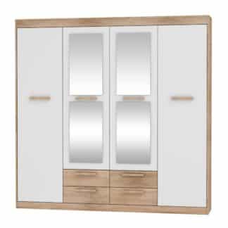 Skříň 4D4S MAXIMUS 06, dub sonoma/bílý lesk