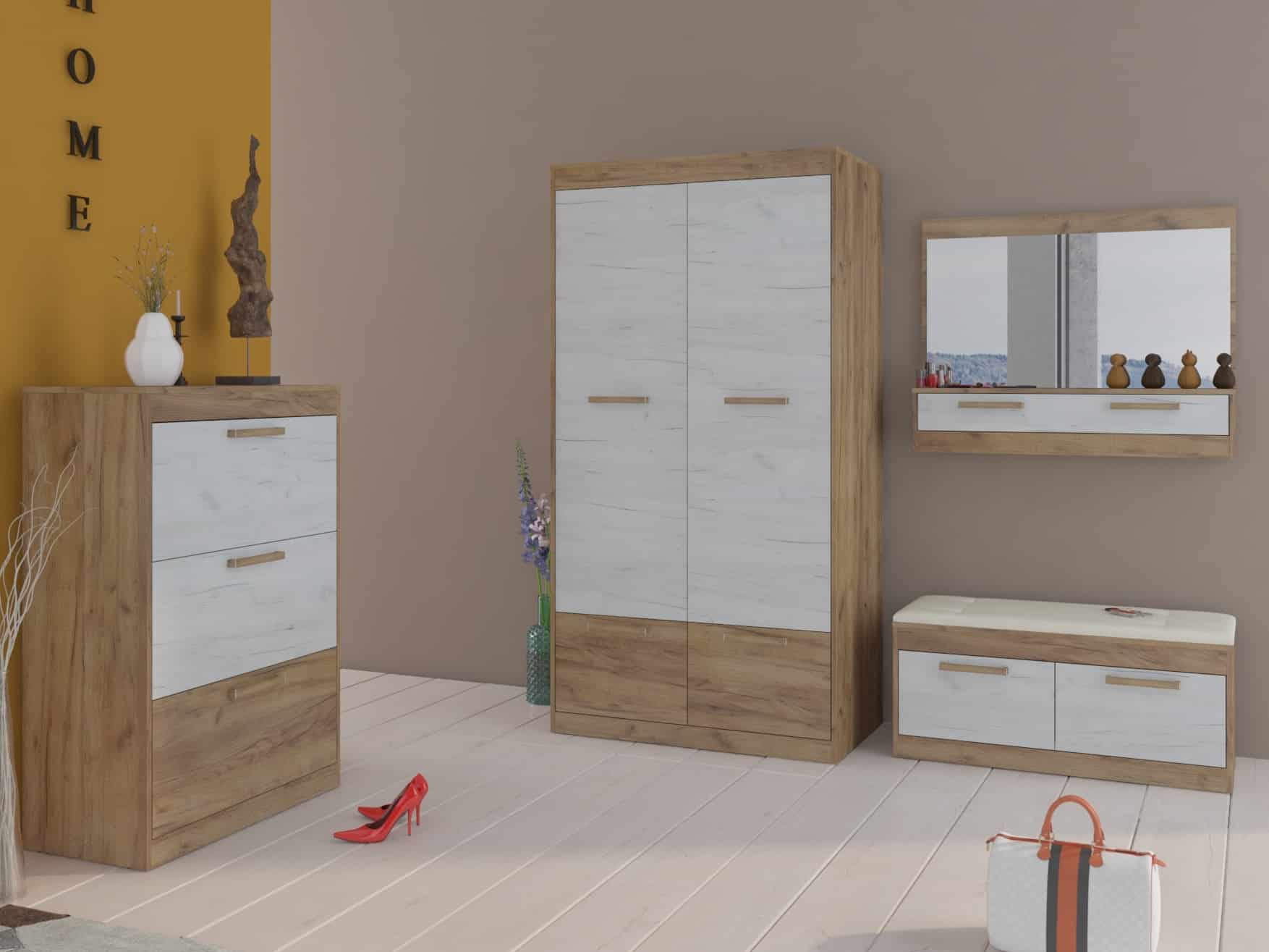 MAXIMUS předsíňová stěna 15, craft zlatý/craft bílý