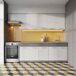 Kuchyně MODENA 200/260 cm, bílý lesk/grafit mat