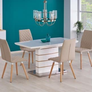 Rozkládací jídelní stůl 140-180x80 TORONTO, bílá/dub zlatý