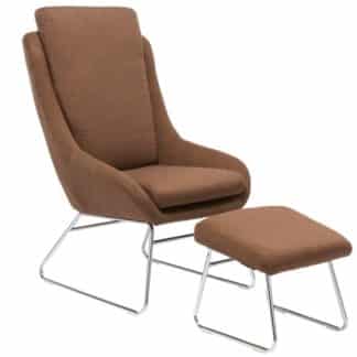 LOMAN KRESLO+PODNOZ D-90055 LATKA  HNEDA+CHROM