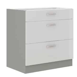 BIANKA, skříňka dolní 80 D 3S BB, šedá / bílý lesk