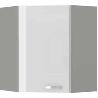BIANKA, skříňka horní rohová 59/59 cm, 60/60 NAR G-72, šedá / bílý lesk