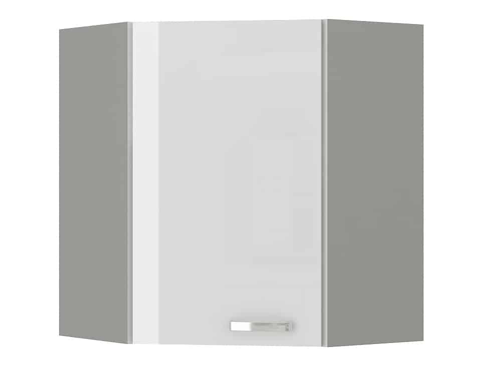 BIANKA, skříňka horní rohová 59/59 cm, 60/60 NAR G-72, šedá / bílý lesk
