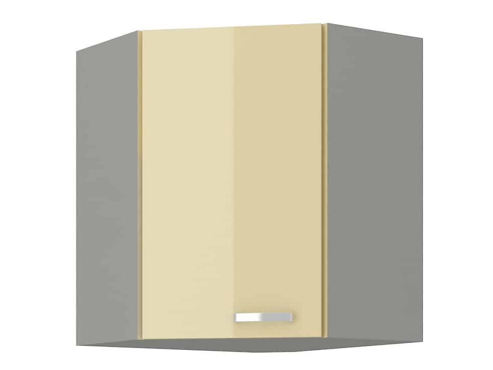 KARMEN, skříňka horní rohová 58,5/58,5 cm, 60/60 NAR G-72, šedá / krémový lesk