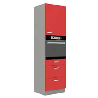 ROSE, skříňka vysoká 60 DPS-210 3S 1F, šedá / červený lesk