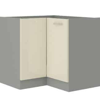 KARMEN, skříňka dolní rohová 83/83 cm 90/90 DN BB, šedá / krémový lesk