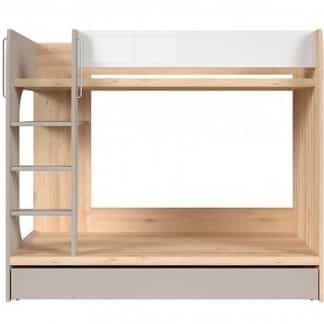 NAMEK patrová postel LOZ1S/90/P, buk iconic/bílý lesk/šedá