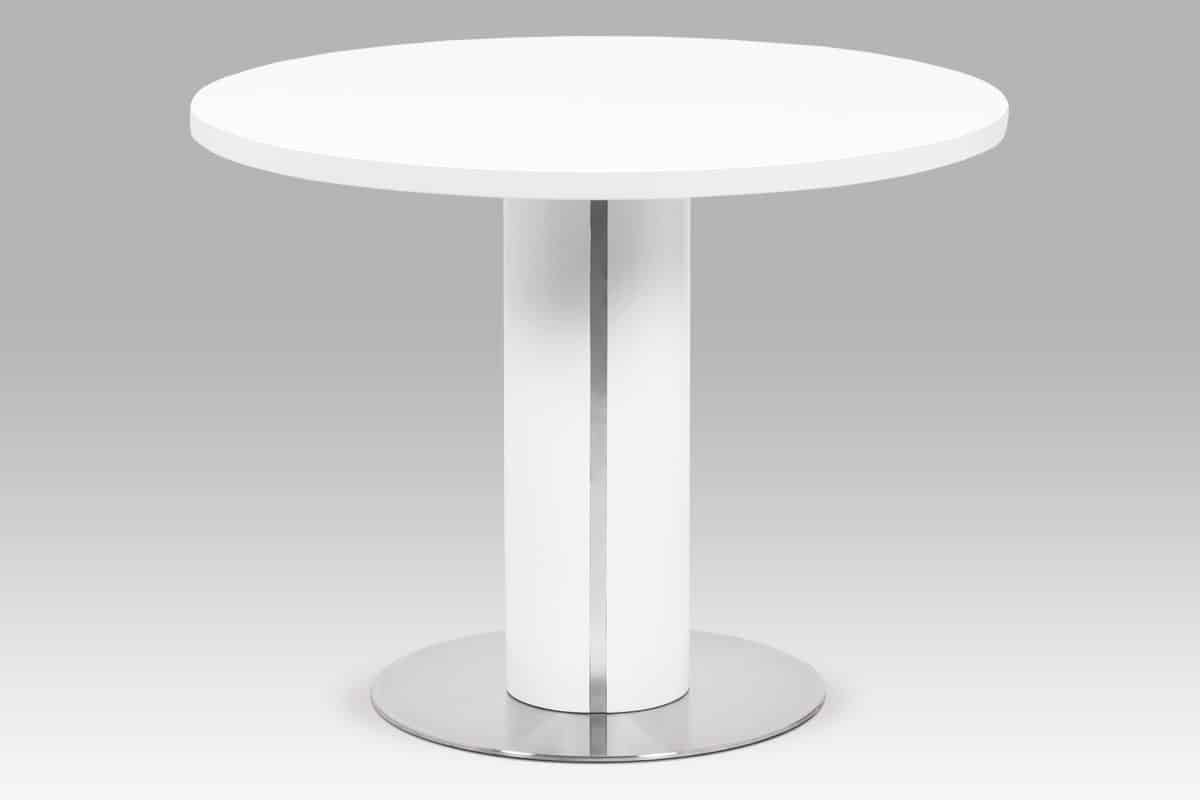Jídelní stůl pr.100x77, bílá MDF mat, broušený nerez SHT-650 WT