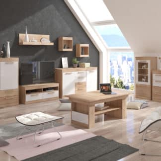 MAXIMUS obývací pokoj 6, dub sonoma/bílý lesk
