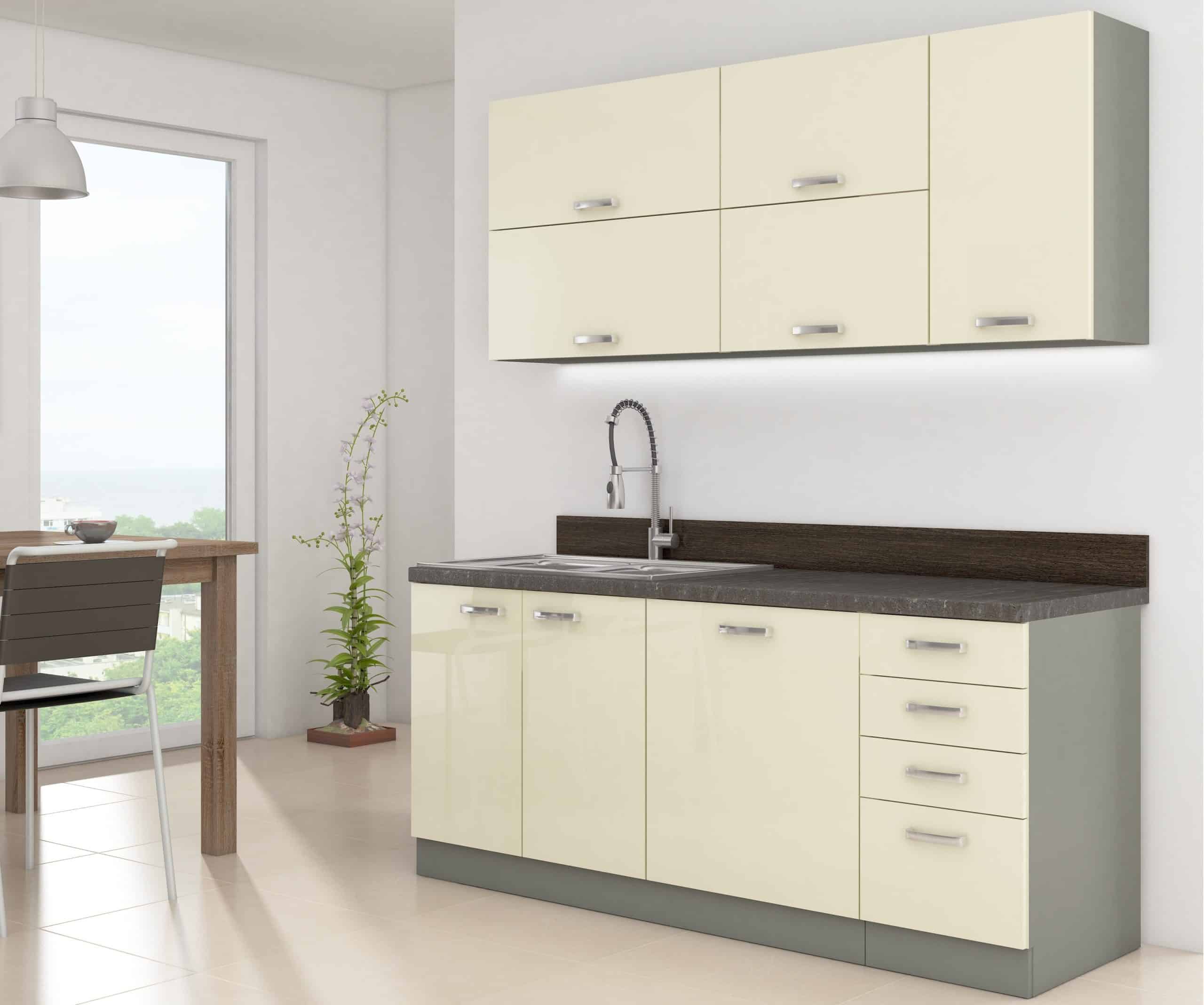 Kuchyně KARMEN 180, šedá/ krémový lesk