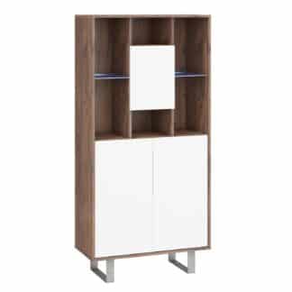 KING 5 vitrína, craft tobaco/bílý lesk