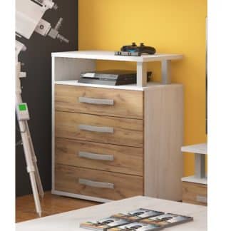 ANGEL komoda 4S, craft bílý/craft zlatý