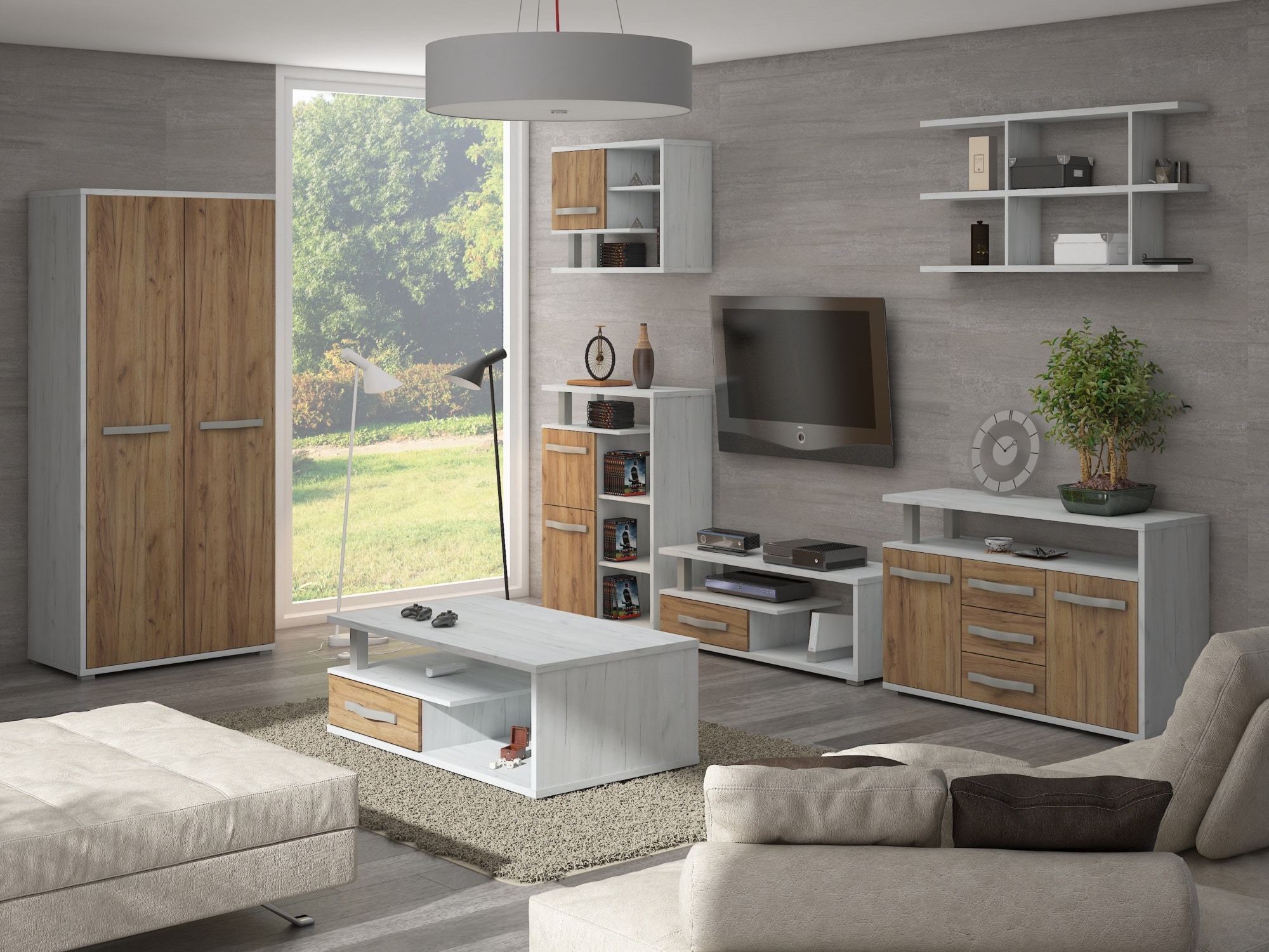 Obývací pokoj ANGEL 5, craft bílý/craft zlatý