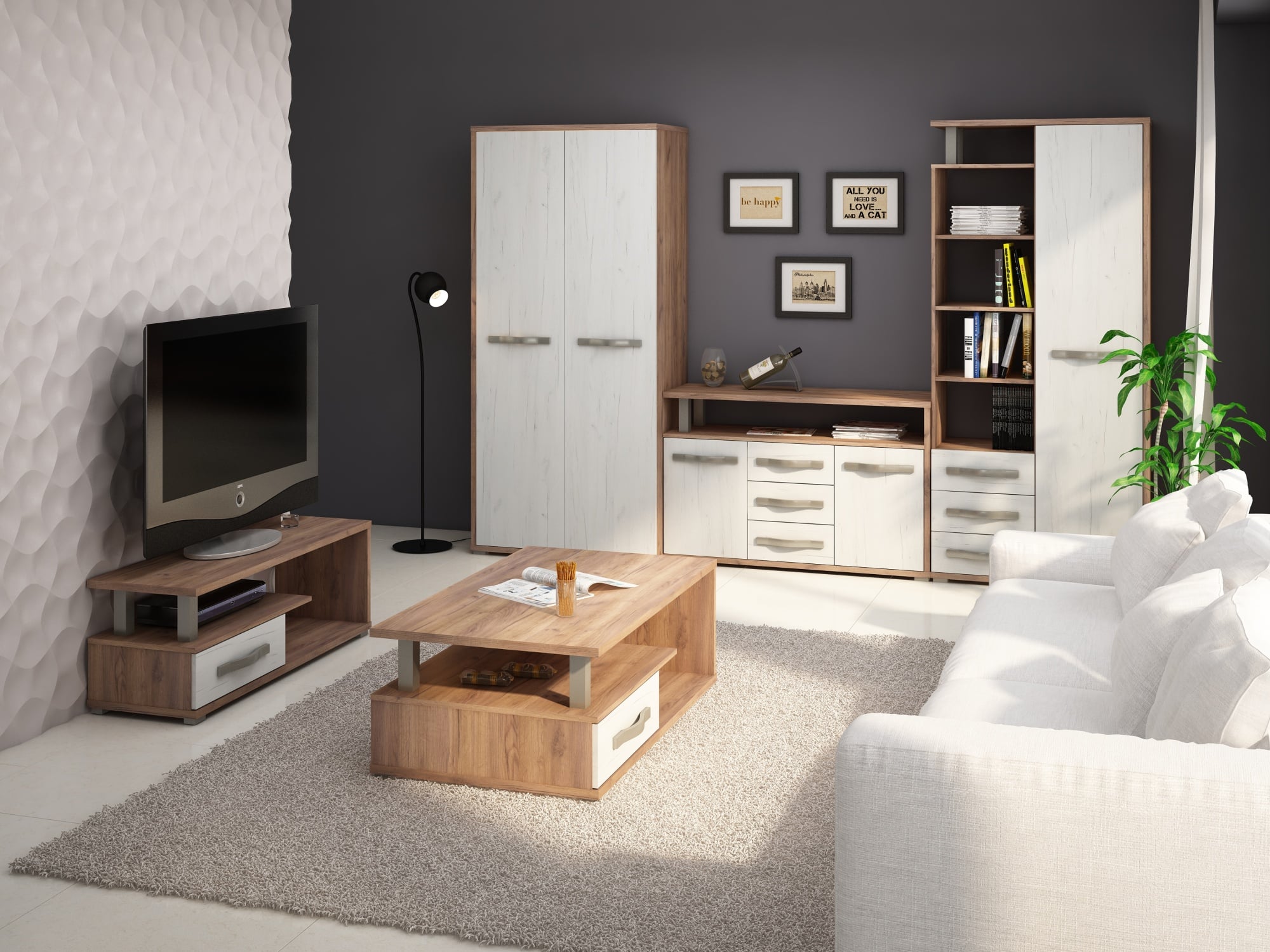 Obývací pokoj ANGEL 6, craft tobaco/craft bílý