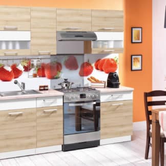 Kuchyně MODENA 160/220 cm, buk/bílý lesk