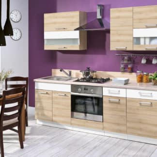 Kuchyně MODENA 240/180 cm, buk/bílý lesk