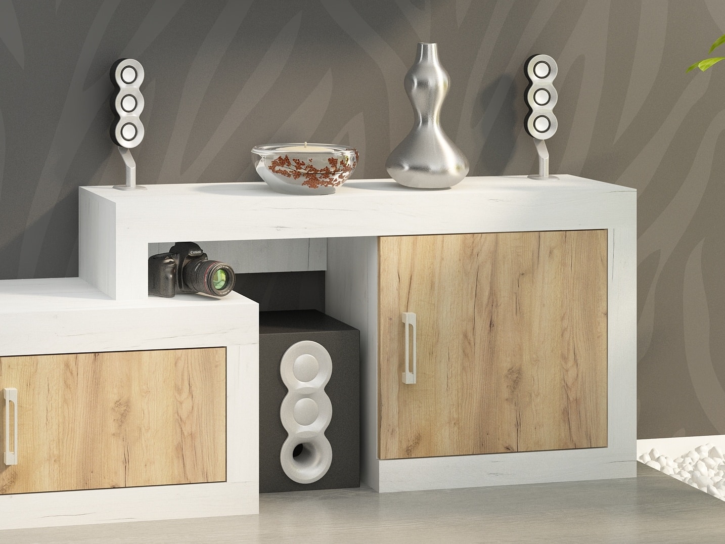 VERIN/04, regál nízký, craft bílý/craft zlatý