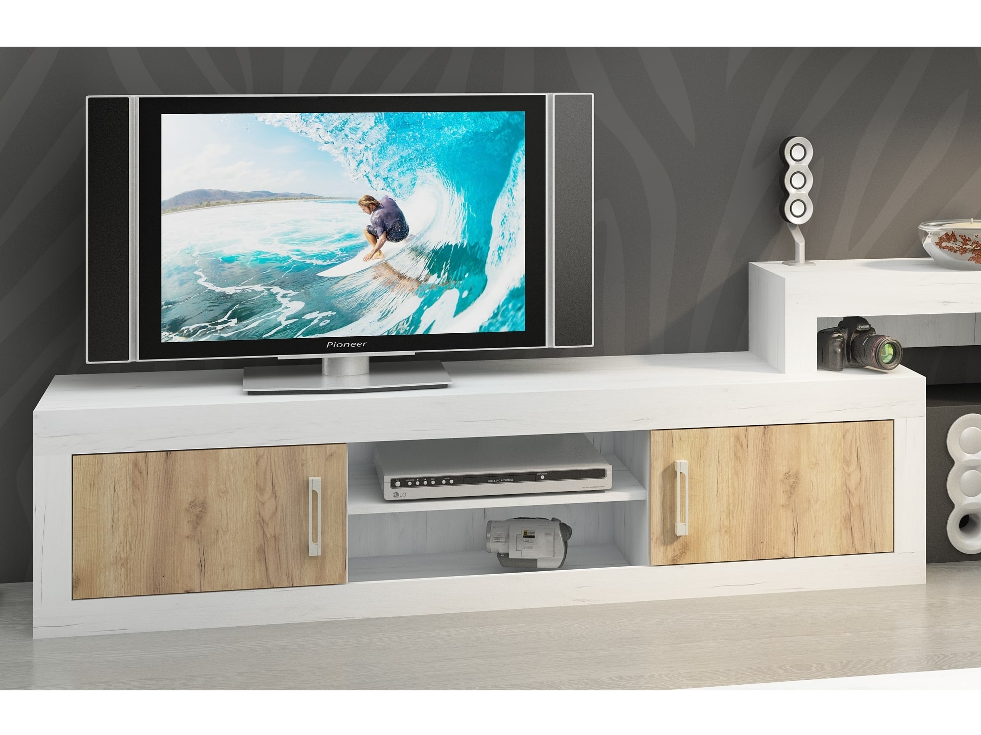 VERIN/05, RTV stolek, craft bílý/craft zlatý