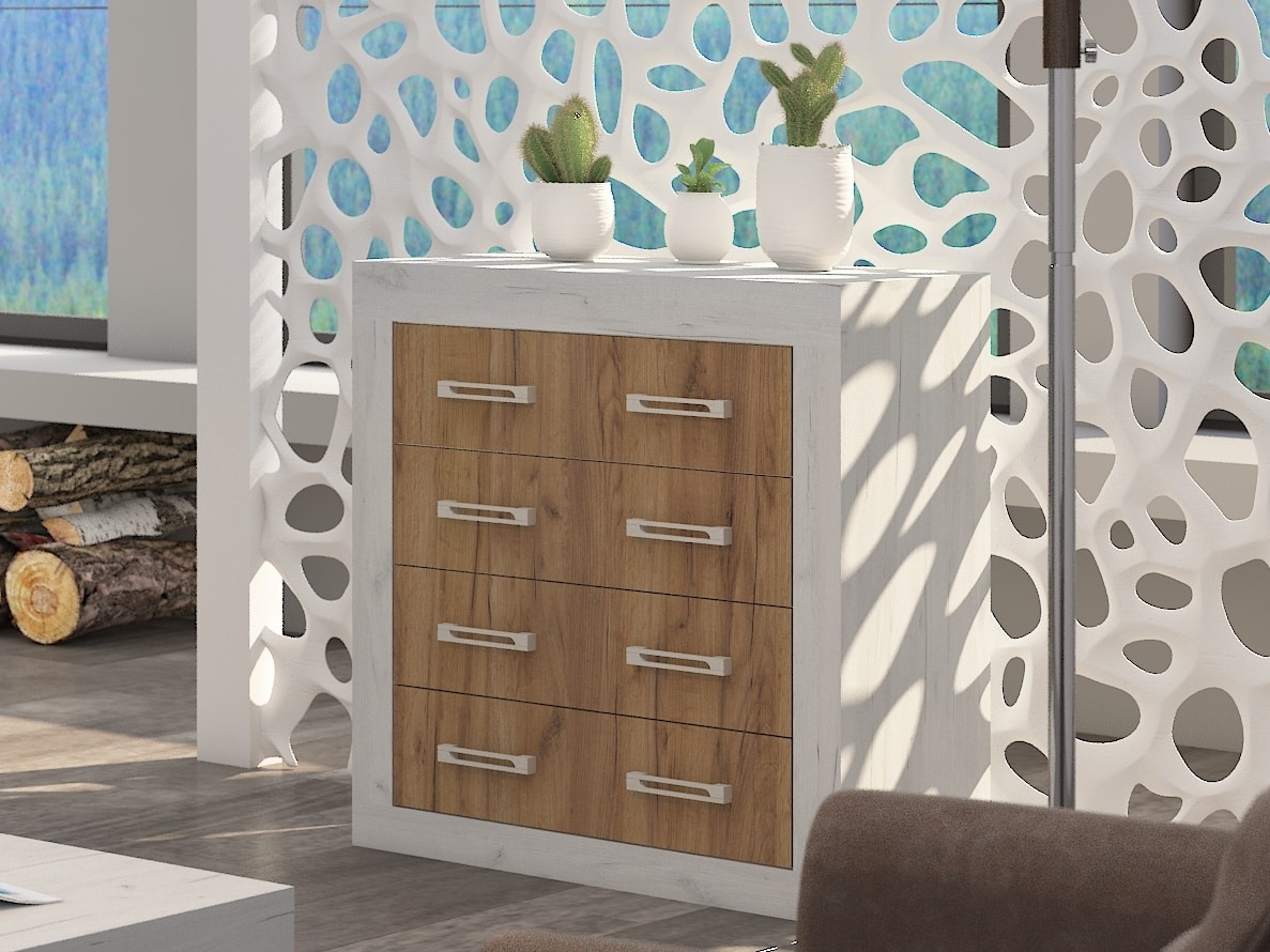 VERIN/11, komoda 4S, craft bílý/craft zlatý