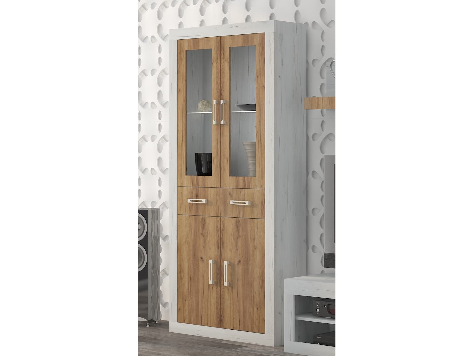 VERIN/18, regál 2DSW, craft bílý/craft zlatý