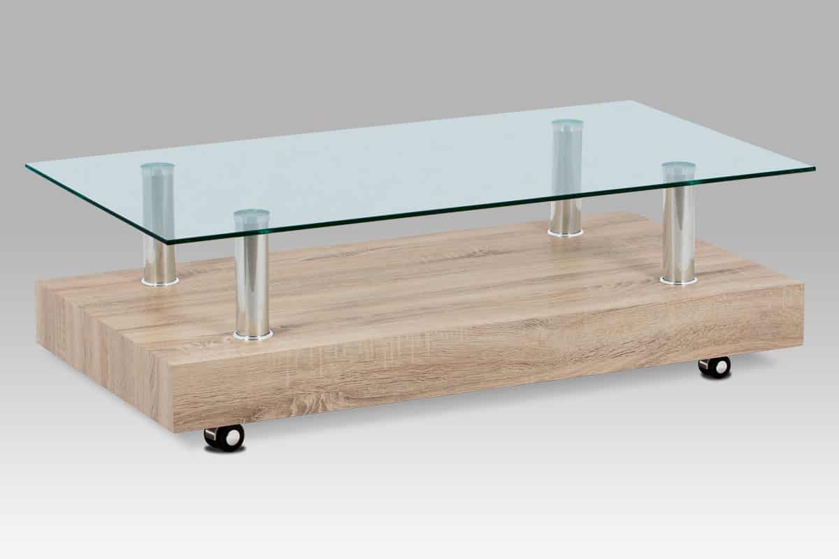 Konferenční stolek AF-2032 SON, dub sonoma/čiré sklo