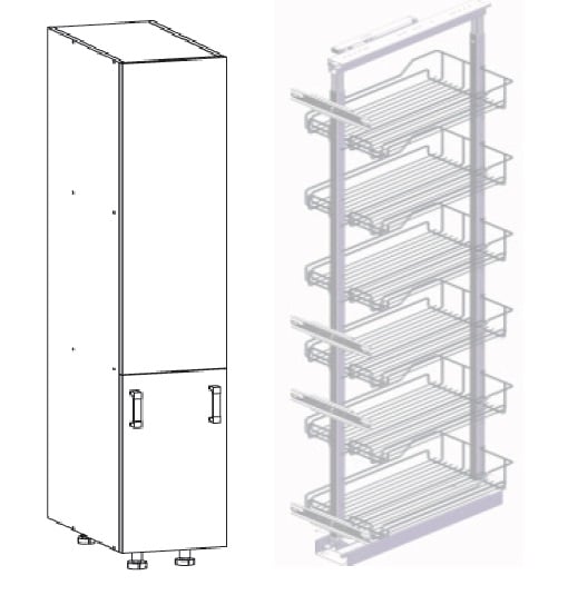 EDAN vysoká skříň DC40 cargo, korpus wenge, dvířka dub reveal
