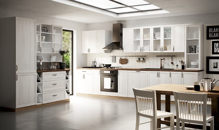 Rohová kuchyně ROYAL 410/180 cm, borovice norská