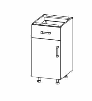 PLATE PLUS dolní skříňka D1S 40 SMARTBOX, korpus wenge, dvířka světle šedá