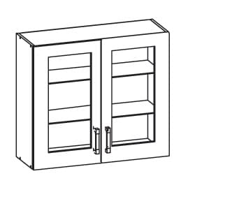 PLATE PLUS horní skříňka G80/72 vitrína, korpus šedá grenola, dvířka bílá perlová