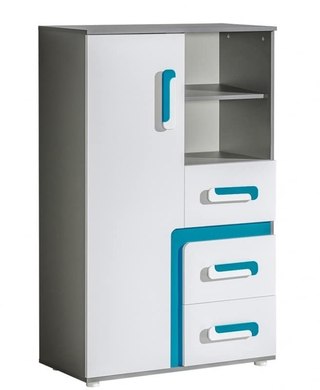 Komoda kombinovaná APETTITA 6, antracit/tyrkys