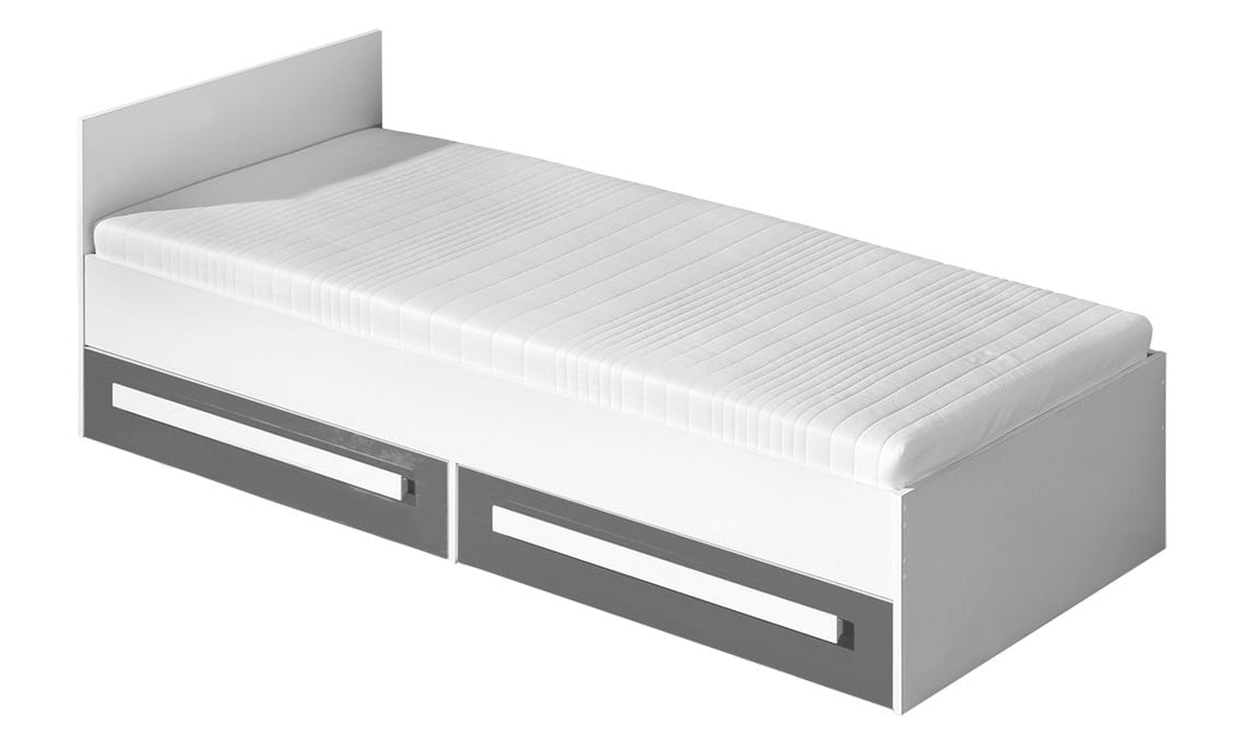 Postel 90x200 GULLIWER 11, bílá/šedá lesk