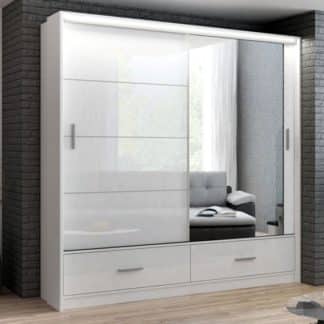 Šatní skříň MARSYLIA 203, bílá s osvětlením