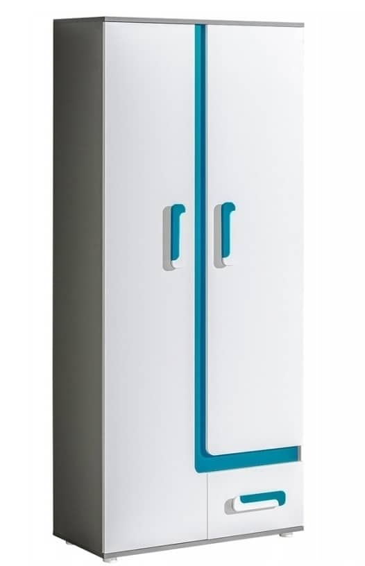 Šatní skříň APETTITA 1, antracit/tyrkys